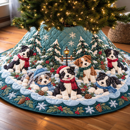Border Collie Puppy Quilted Tree Skirt GFTONPT2331