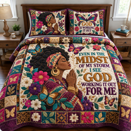Melanin Blossom 3-Piece Quilted Bedding Set GFTONPT2342