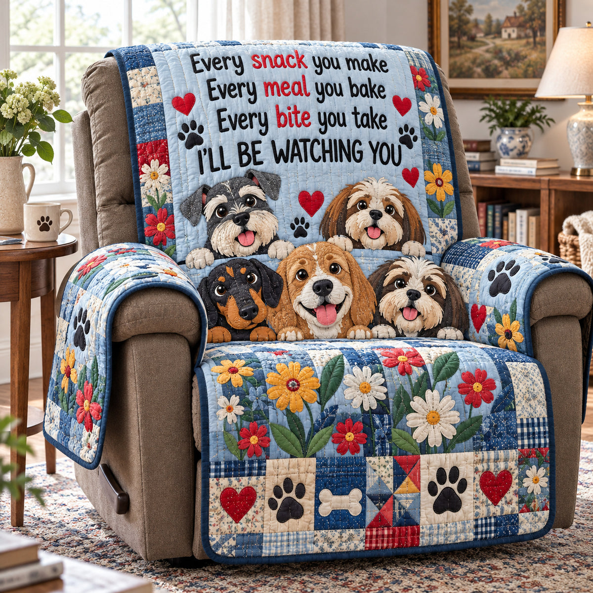 Dog Lover Happiness Quilted Sofa Cover GFTONPT2346