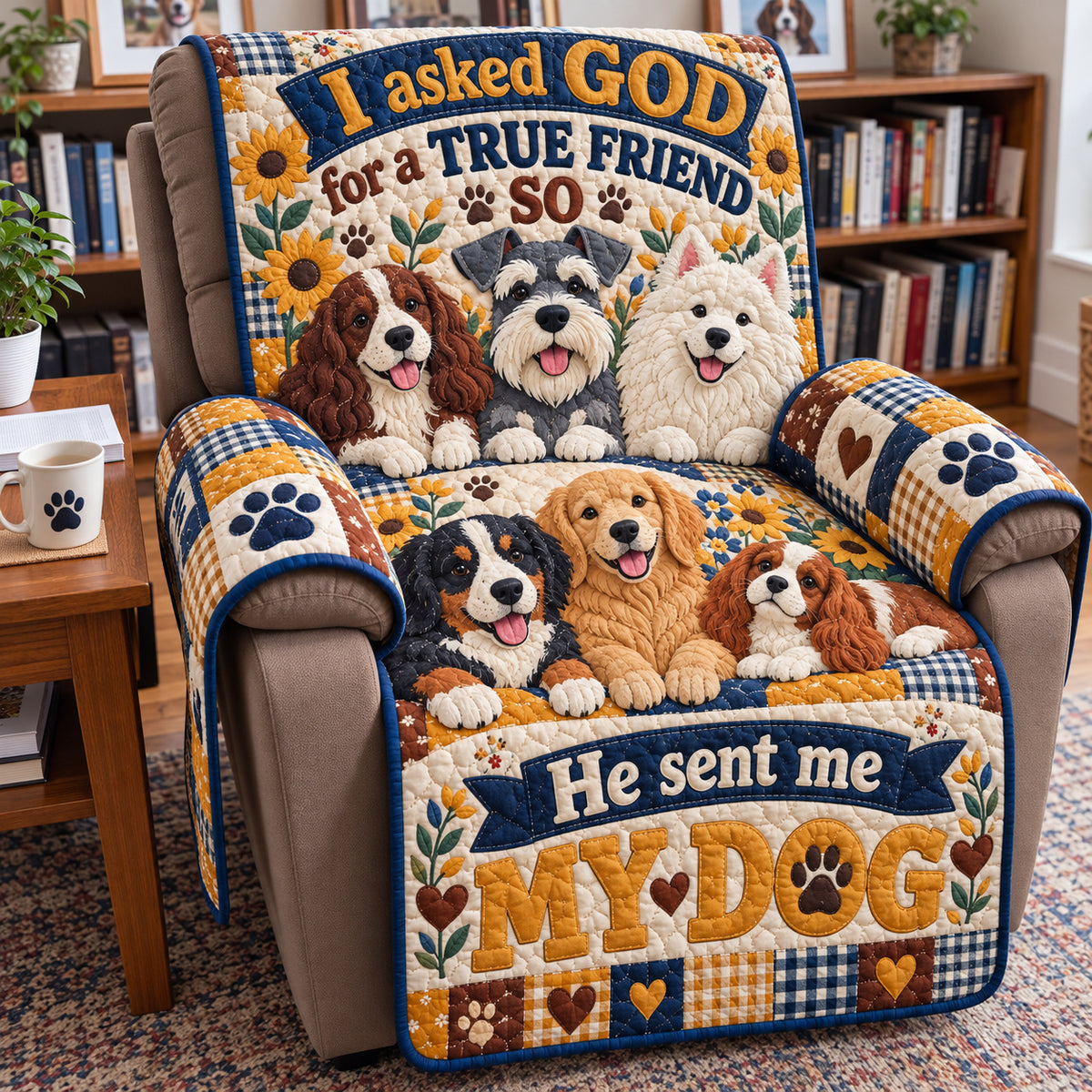 Dog Lover Forever Quilted Sofa Cover GFTONPT2347