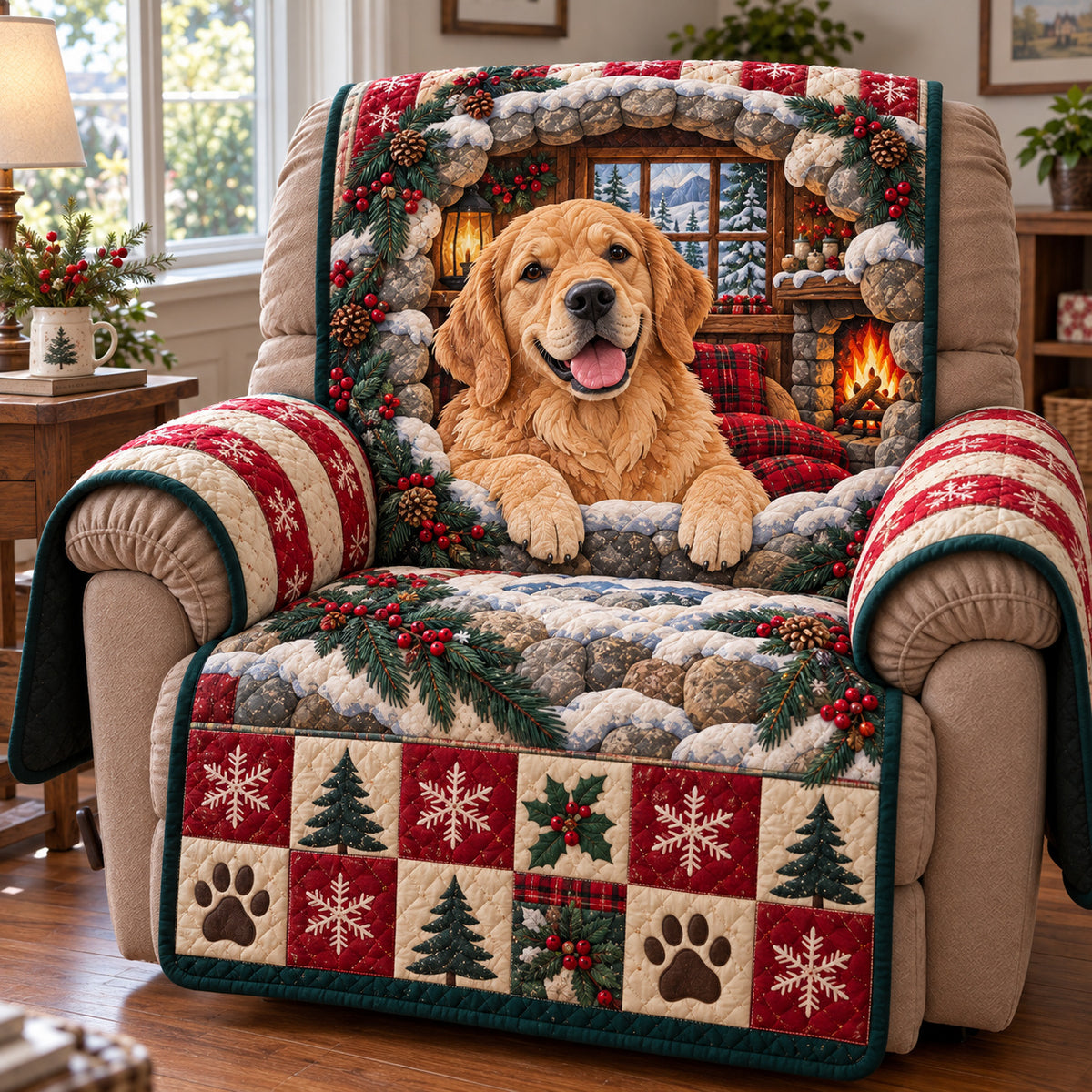Golden Retriever Cozy Quilted Sofa Cover GFTONPT2353