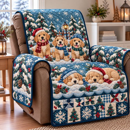 Golden Puppy Snowy Quilted Sofa Cover GFTONPT2355