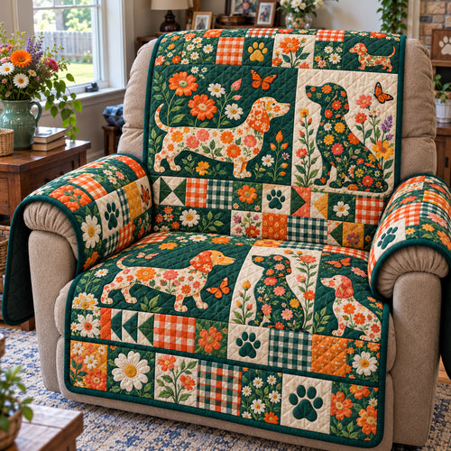 Dachshund Flowers Quilted Sofa Cover GFTONPT2356