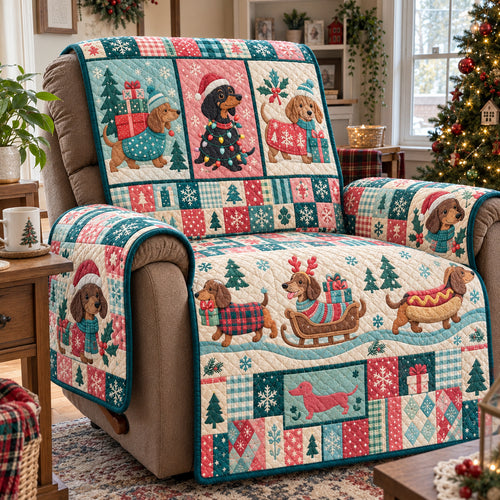Dachshund Winter Quilted Sofa Cover GFTONPT2357