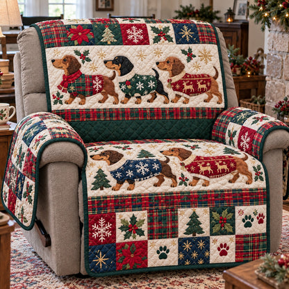 Festive Dachshund Quilted Sofa Cover GFTONPT2358