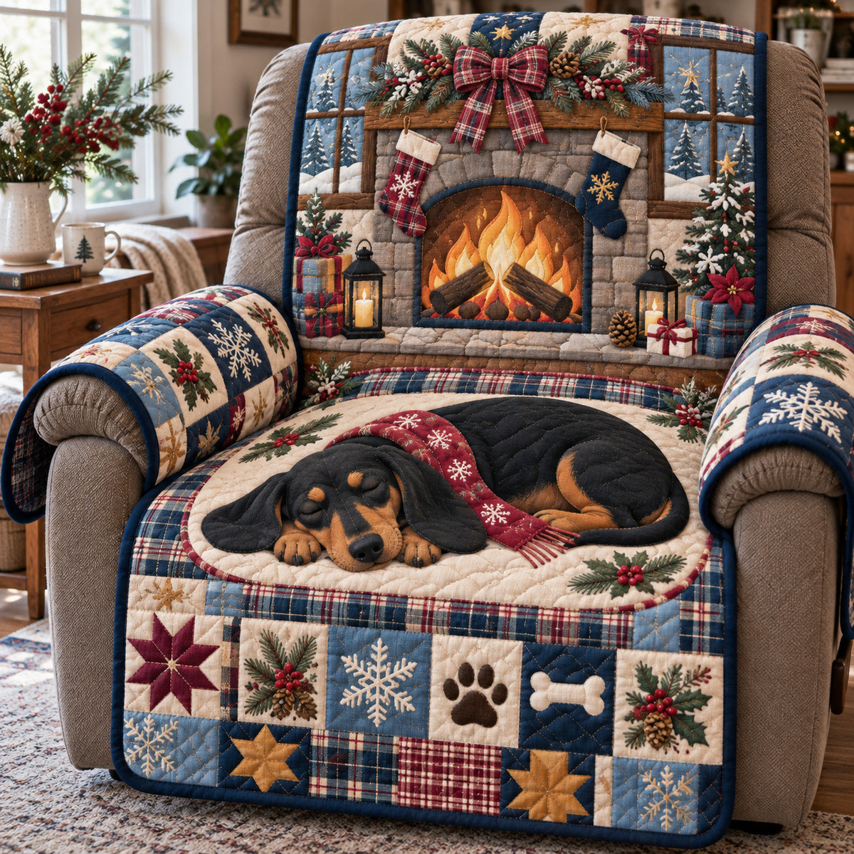 Sleeping Dachshund Quilted Sofa Cover GFTONPT2360