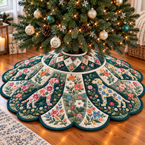 Labrador Retriever Flower Custom Shape Christmas Quilted Tree Skirt GFTONPT2364