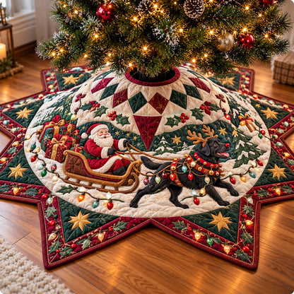 Labrador Santa Custom Shape Christmas Quilted Tree Skirt GFTONPT2365