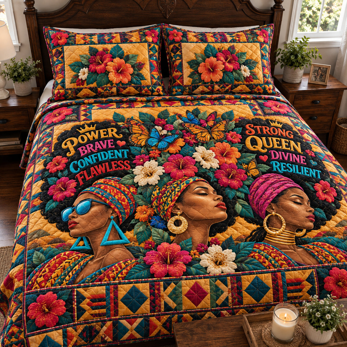 Melanin Essence 3-Piece Quilted Bedding Set GFTONPT2369