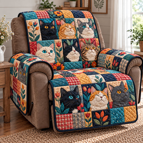 Cats Patchwork Quilted Sofa Cover GFTONPT2380