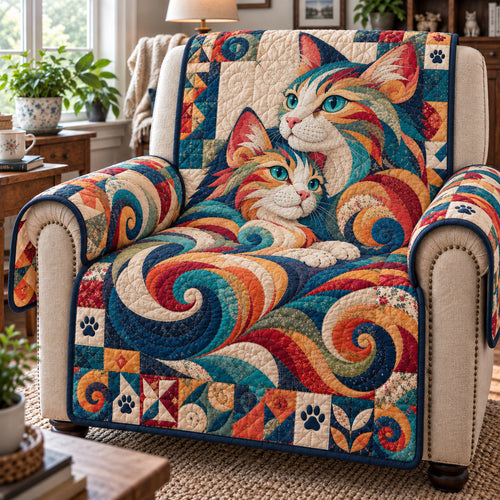 Cats Loving Quilted Sofa Cover GFTONPT2385