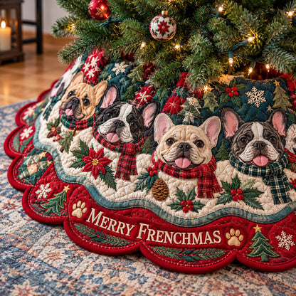 Frenchie Christmas Custom Shape Christmas Quilted Tree Skirt GFTONPT2388