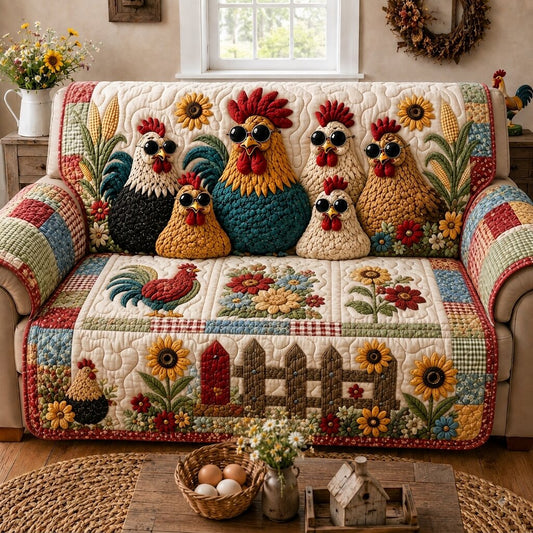 Rustic Chickens Charm Quilted Sofa Cover GFTONPT253