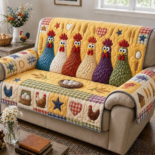 Cozy Chickens Farm Quilted Sofa Cover GFTONPT256
