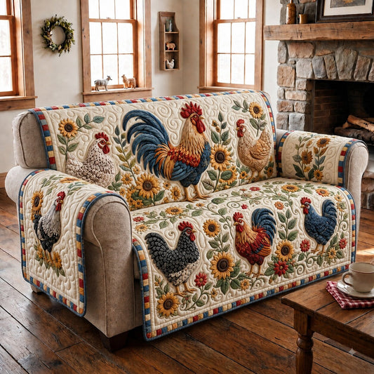 Happy Chickens Home Quilted Sofa Cover GFTONPT258
