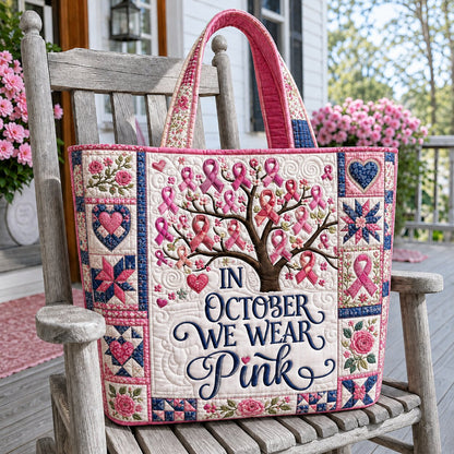 Pink Ribbon Courage Quilted Tote Bag GFTONPT260