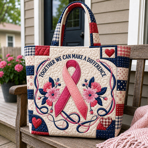 Pink Ribbon Warrior Quilted Tote Bag GFTONPT263