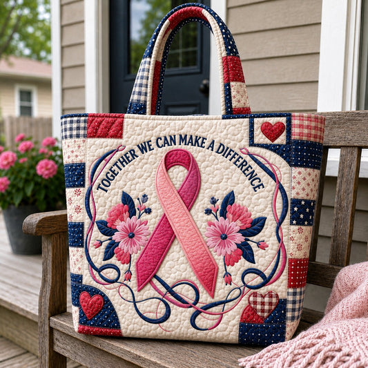 Pink Ribbon Warrior Quilted Tote Bag GFTONPT263