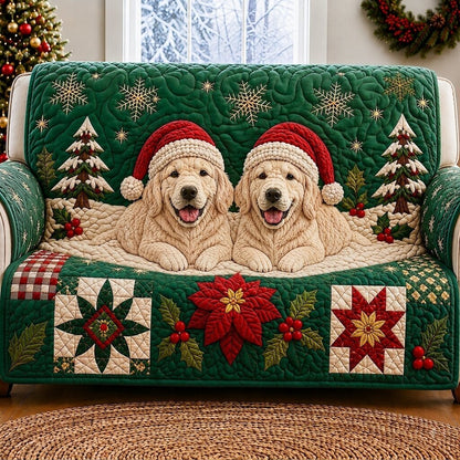 Christmas Golden Retriever Joy Quilted Sofa Cover GFTONPT283