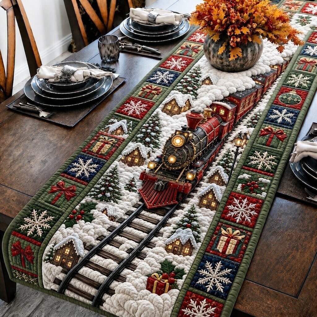 Christmas Train Express Quilted Table Runner GFTONPT289