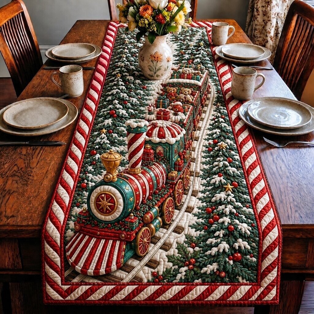 Christmas Train Adventure Quilted Table Runner GFTONPT293