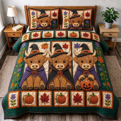 Pumpkin Cow 3-Piece Quilted Bedding Set GFTONPT296