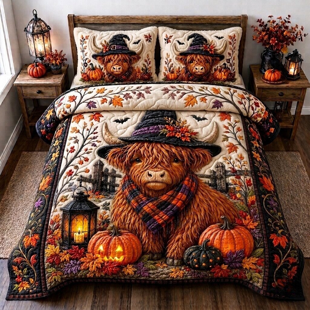 Witchy Cow 3-Piece Quilted Bedding Set GFTONPT297