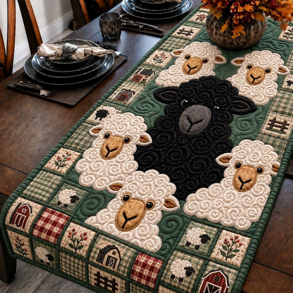 Sheep Fields Quilted Table Runner GFTONPT320