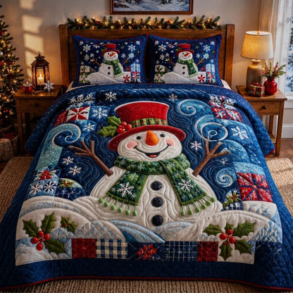 Snowman Frost 3-Piece Quilted Bedding Set GFTONPT325