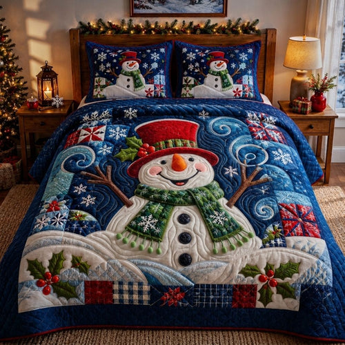 Snowman Frost 3-Piece Quilted Bedding Set GFTONPT325