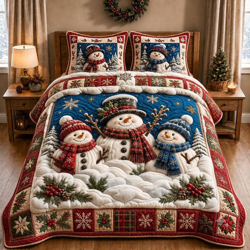 Snowman Glow 3-Piece Quilted Bedding Set GFTONPT326