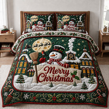 Snowman Delight 3-Piece Quilted Bedding Set GFTONPT330