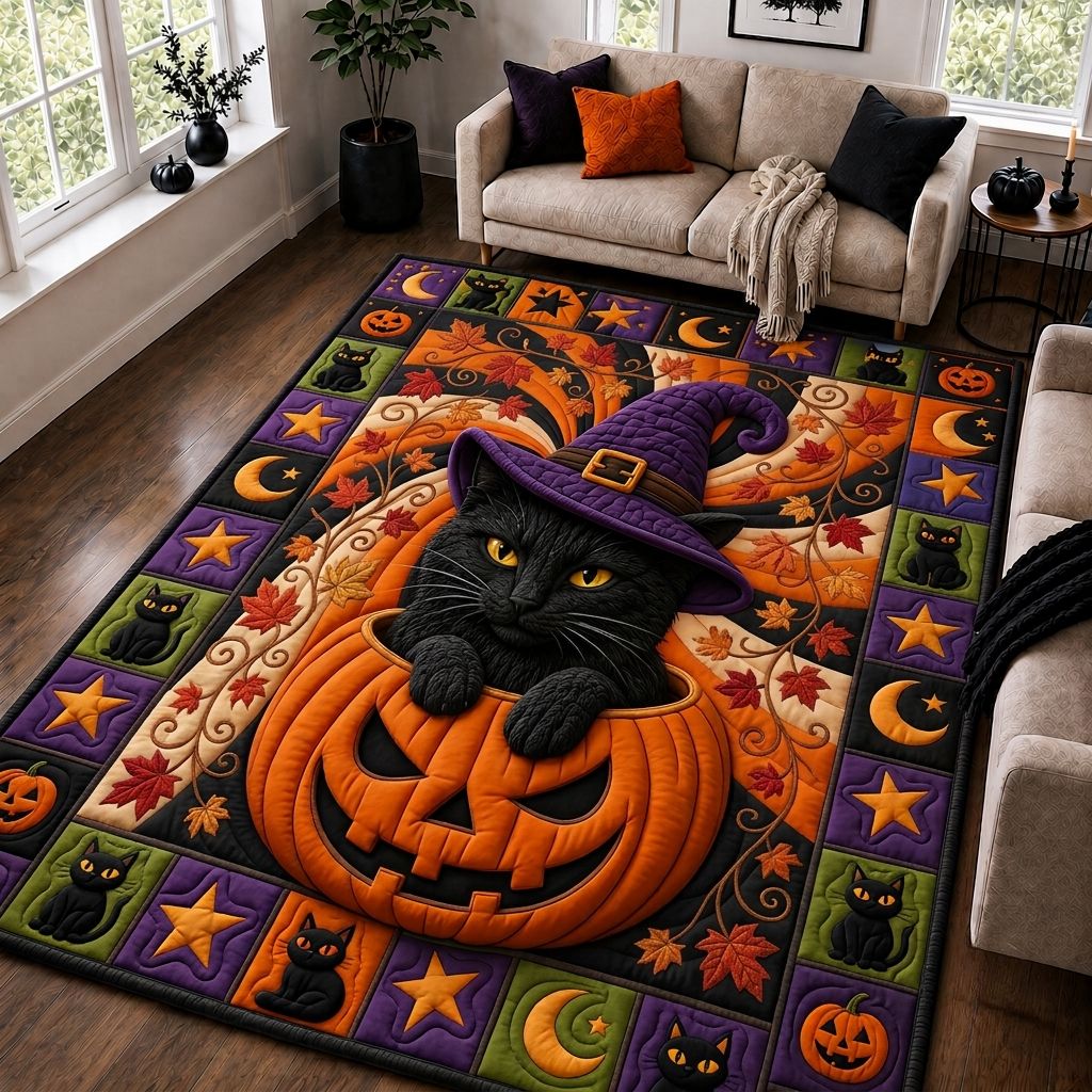Black Cat Moon Area Rug GFTONPT332