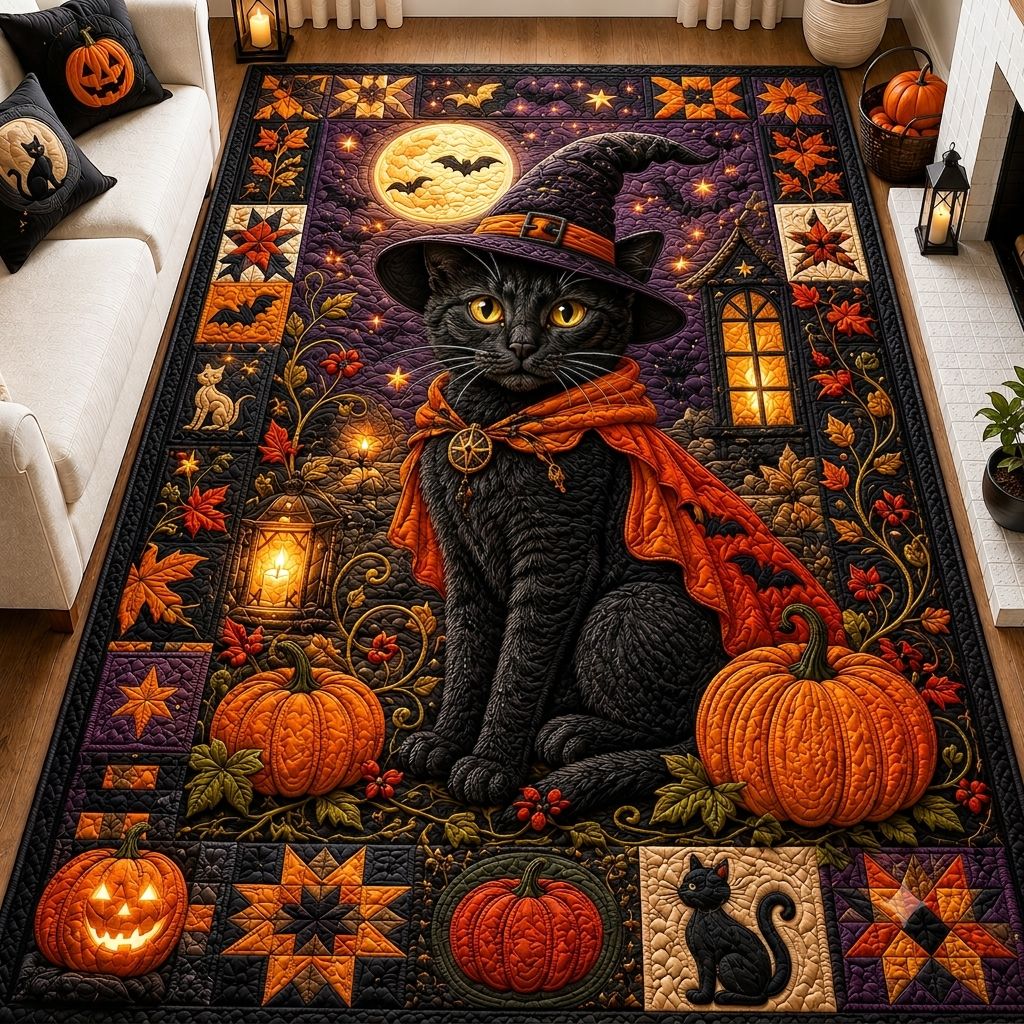 Black Cat Haunt Area Rug GFTONPT334
