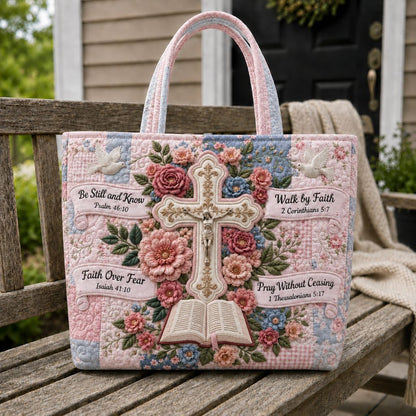 Cross Bible Faith Quilted Tote Bag GFTONPT338