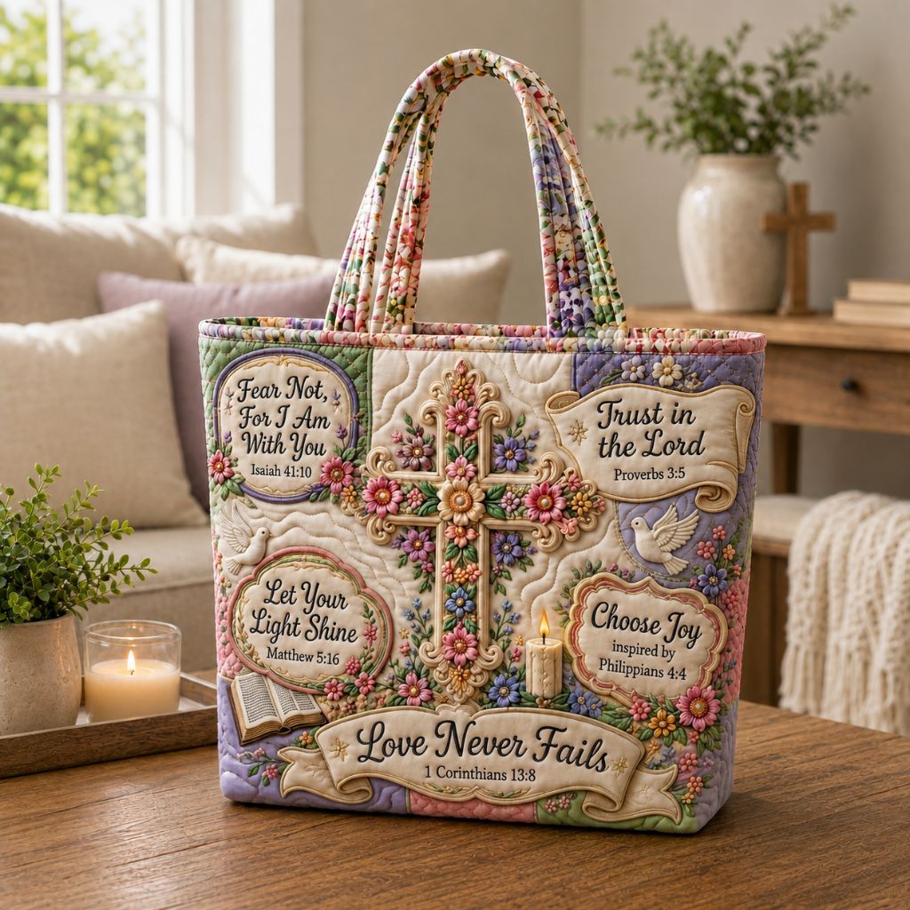 Cross Bible Light Quilted Tote Bag GFTONPT341