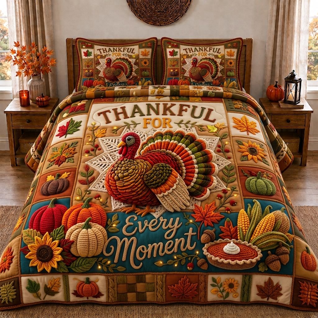 Golden Turkey Season 3-Piece Quilted Bedding Set GFTONPT388