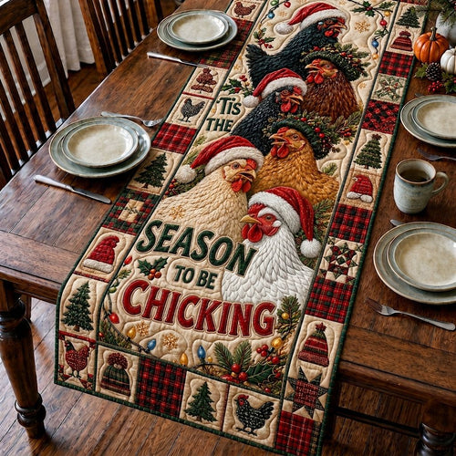 Christmas Chicken Cheer Quilted Table Runner GFTONPT391