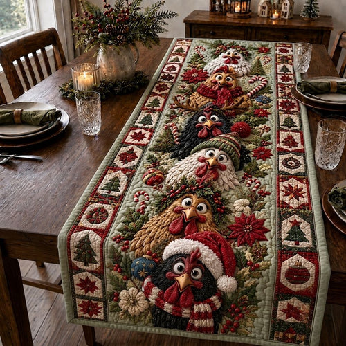 Chicken Christmas Joy Quilted Table Runner GFTONPT393