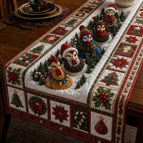 Christmas Chicken Magic Quilted Table Runner GFTONPT394