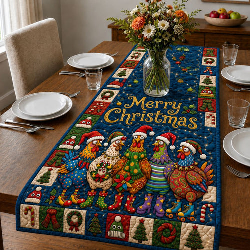 Cozy Christmas Chicken Quilted Table Runner GFTONPT395