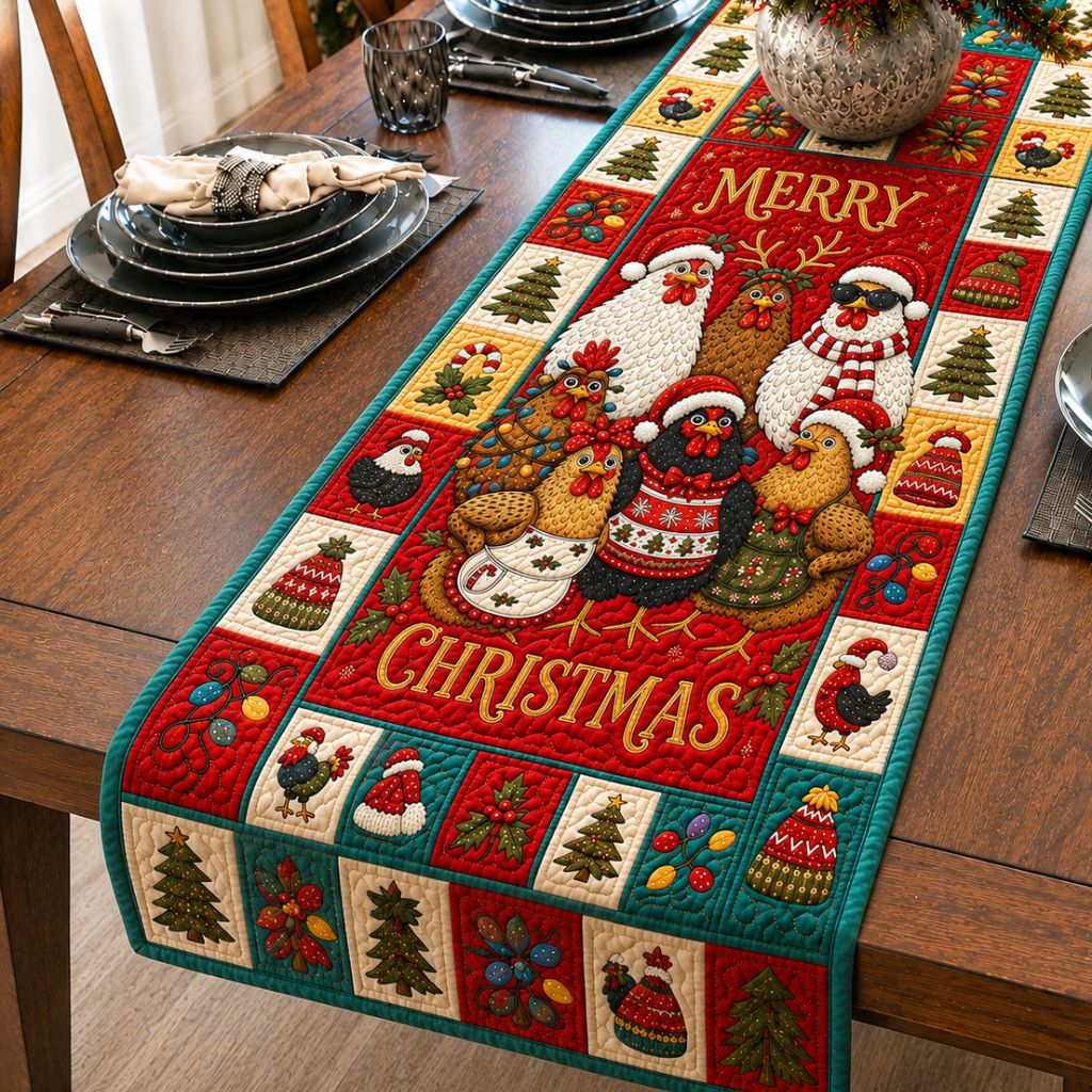 Chicken Holiday Christmas Quilted Table Runner GFTONPT396