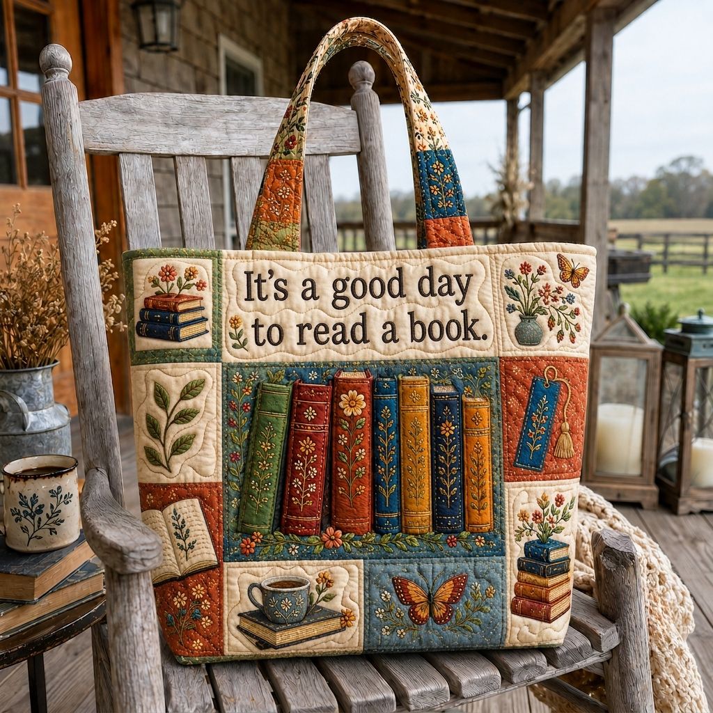 Bookish Reading Corner Quilted Tote Bag GFTONPT399