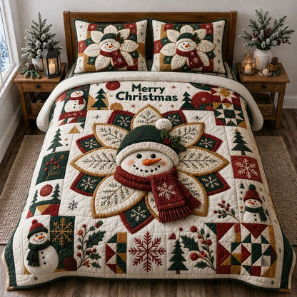 Snowman Frosty Dreams 3-Piece Quilted Bedding Set GFTONPT405