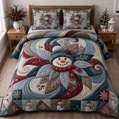Snowman Holiday Cheer 3-Piece Quilted Bedding Set GFTONPT407