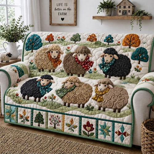 Cozy Sheep Cottage Quilted Sofa Cover GFTONPT410