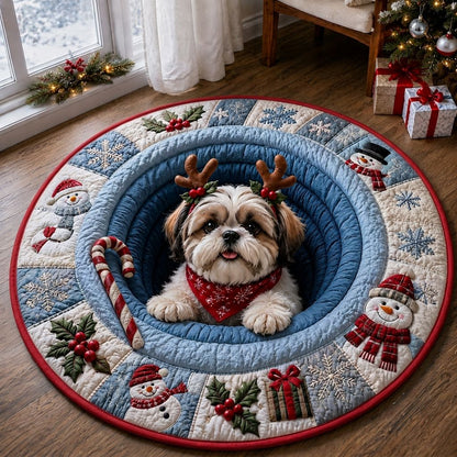 Christmas Shih Tzu Magic Quilted Round Mat GFTONPT417