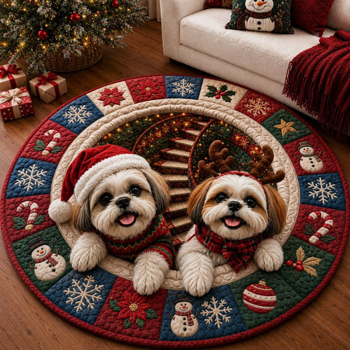 Cozy Christmas Shih Tzu Quilted Round Mat GFTONPT419