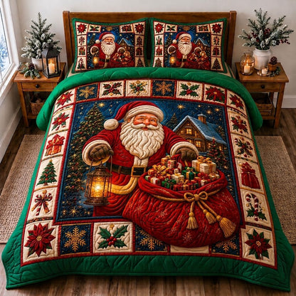 Santa Starlight Wishes 3-Piece Quilted Bedding Set GFTONPT429