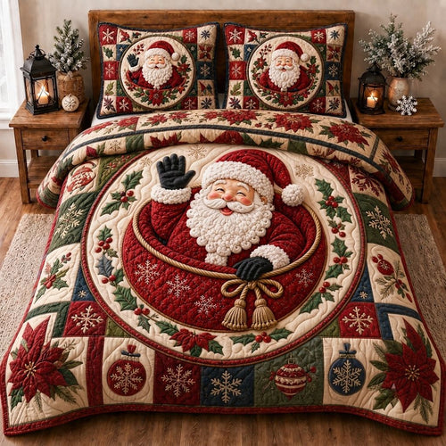 Santa Holiday Dreams 3-Piece Quilted Bedding Set GFTONPT430